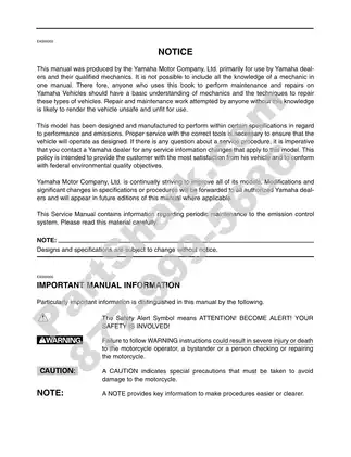 Yamaha XVS650A Supplementary Service Manual (2005 Edition) Preview image 3