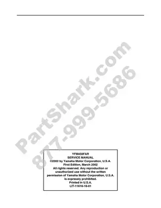 Yamaha YFM450FAR Service Manual (2002) Preview image 3
