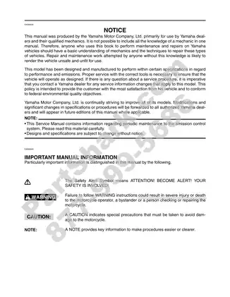 Yamaha YZF-R6T/R6TC Supplementary Service Manual Preview image 3