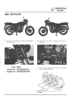 Honda CB650 Motorcycle Service Manual (1980) Preview image 2