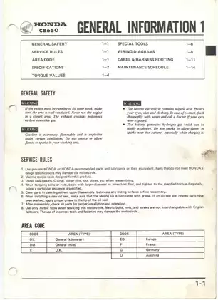 Honda CB650 Motorcycle Service Manual (1980) Preview image 3