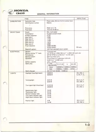Honda CB650 Motorcycle Service Manual (1980) Preview image 5