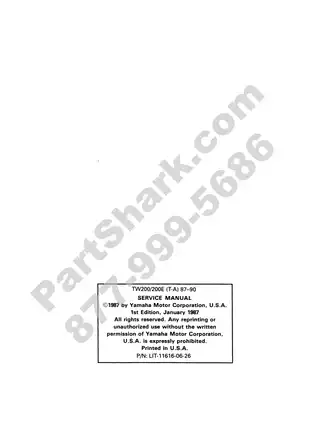 Yamaha TW200 Service Manual (1987-2000) - Comprehensive Repair and Maintenance Guide Preview image 2