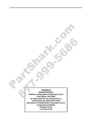 Yamaha YFM400FAR Service Manual - Comprehensive Repair Guide Preview image 2