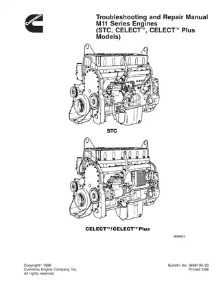 Cummins Diesel Engine M11 Series, STC, Celect, Celect Plus manual Preview image 1