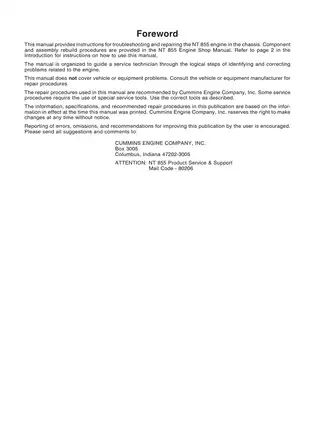 Cummins NT 855 Troubleshooting and Repair Manual Preview image 2