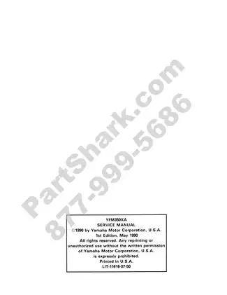 Yamaha YFM350XA 1990 Service Manual - Comprehensive Guide for ATV Maintenance