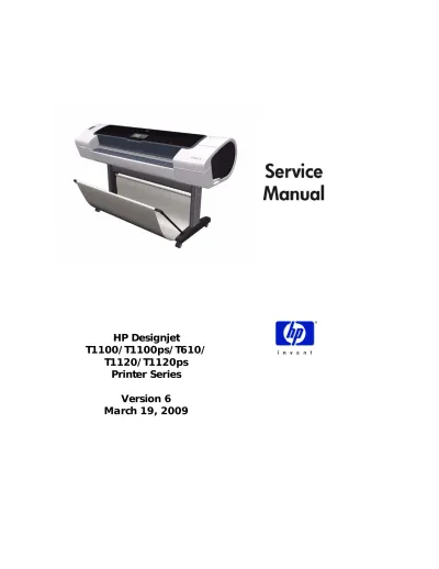 Preview: HP Designjet T1100/T1100ps/T610/T1120/T1120ps Service Manual (P/N Q6683-90901)