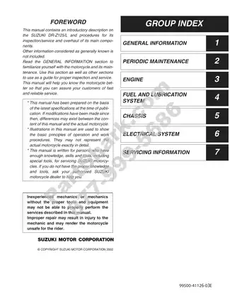 Suzuki DR-Z125/L Service Manual (2003-2009) - Comprehensive Repair & Maintenance Guide
