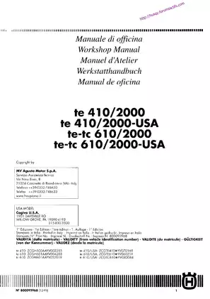 Husqvarna TE 410 & TE 610 Workshop Manual - Comprehensive Service Guide Preview image 3