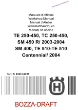 2004 Husqvarna TE 250-450, TC 250-450, SM 450 R/ 2003–2004, SM 400, TE 510-TE 510 Centennial Workshop Manual (P/N 8000 A2925) – preview page 1