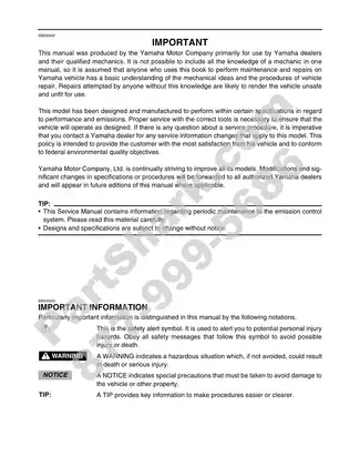 Yamaha YXR70FX 2008 Service Manual - Complete Guide for Maintenance and Repairs Preview image 3