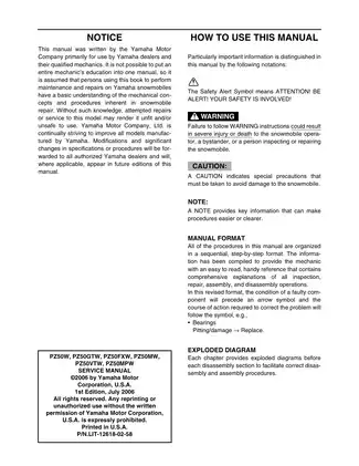 2007-2008 Yamaha Venture Lite, Phazer FX, Phazer GT, Phazer Mountain Lite, Phazer RTX,  PZ50W, PZ50GTW, PZ50FXW, PZ50MW, PZ50VTW, PZ50MPW snowmobile manual Preview image 3