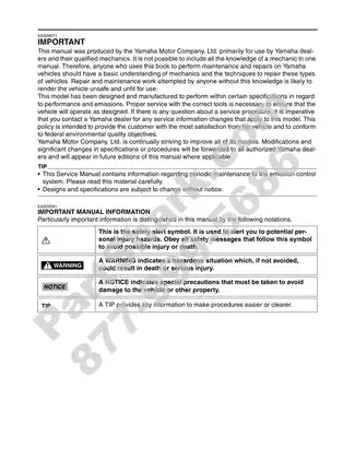 Yamaha YZF-R6 2009 Service Manual PDF Download Preview image 3
