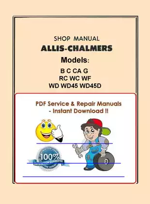 1933-1958 Allis Chalmers B, C, CA, G, RC, WC, WF, WD, WD45, WD45D tractor shop manual Preview image 1