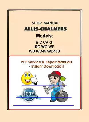 Allis-Chalmers Shop Manual for BCCAG, RC, WC, WF, WD, WD45 Tractors