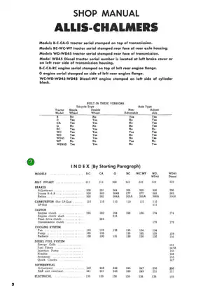 1933-1958 Allis Chalmers B, C, CA, G, RC, WC, WF, WD, WD45, WD45D tractor shop manual Preview image 2