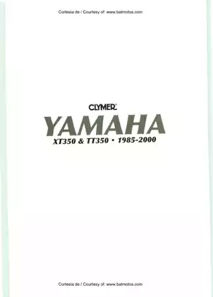 Comprehensive Clymer Yamaha XT350 & TT350 Manual (1985-2000) - Maintenance, Troubleshooting & Repair Guide Preview image 2