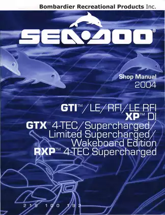 2004 Sea-Doo Service Manual - Complete Watercraft Maintenance Guide Preview image 1
