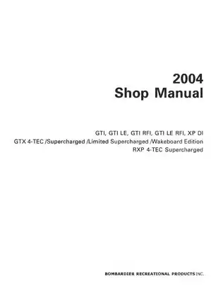 2004 Bombardier GTI, GTX, RXP, 3D RFI, XP Sea Doo shop manual Preview image 2