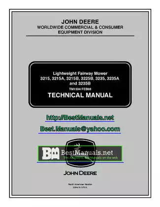John Deere 3215, 3215A, 3215B, 3225B, 3235, 3235A, 3235B Lightweight Fairway Mower technical manual Preview image 1