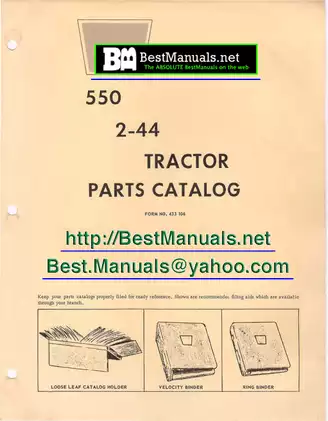Oliver 550 2-44 tractor parts catalog IPC