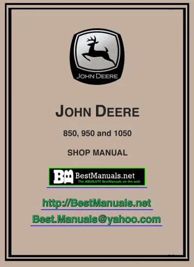 Preview: John Deere 850, 950 & 1050 Tractor Shop Manual (P/N AR13342)