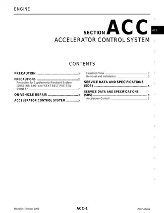 2007-2010 Nissan Altima Accelerator Control System manual