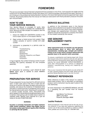 Harley-Davidson XL/XR Models 1000cc 4-Speed Service Manual (1979-1985) Preview image 2