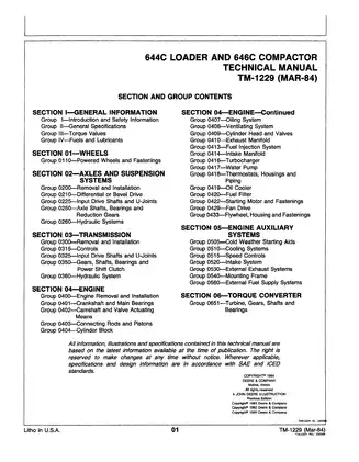 John Deere 644C Wheel Loader, 646C compactor technical manual Preview image 3