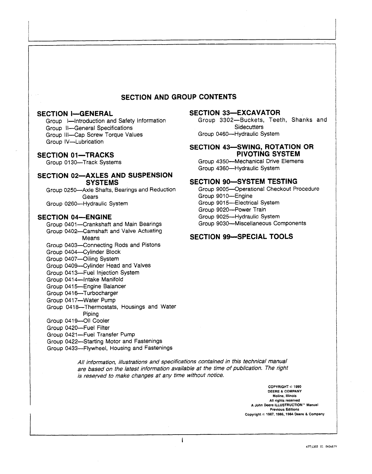 John Deere 490 Hydraulic Excavator technical manual Preview image 5