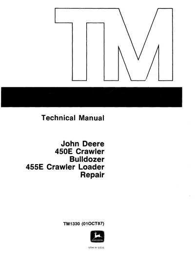 John Deere 450E / 455E Crawler Technical Manual (P/N TM-1330)