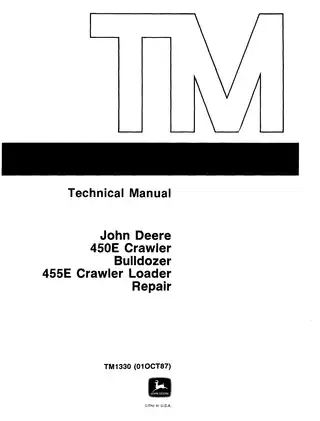 John Deere 450E & 455E Crawler Bulldozer Technical Manual (October 1987)