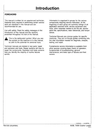 John Deere 655B, 755B Crawler Loader Operation and Test technical manual Preview image 2