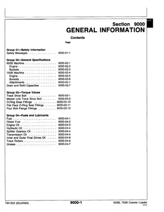 John Deere 655B, 755B Crawler Loader Operation and Test technical manual Preview image 5