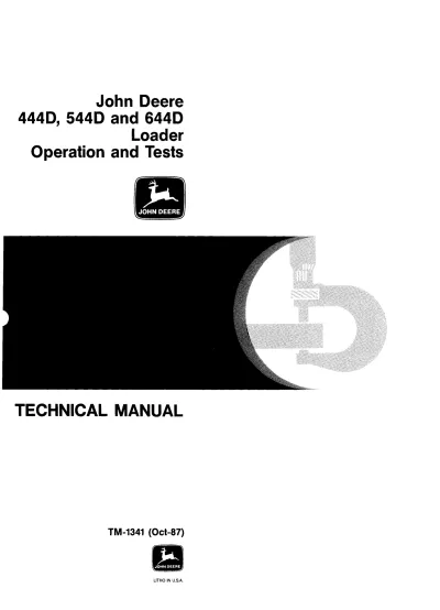 Preview: John Deere 444D, 544D, and 644D Loader 1985–1987 Factory Workshop Technical Manual (P/N TM-1341)