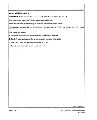 John Deere 444D/544D/644D Loader Technical Manual (TM-1341) Preview image 3