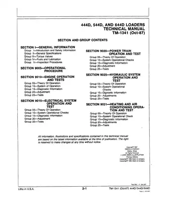 John Deere 444D, 544D, 644D wheel loader operation and test technical manual Preview image 5