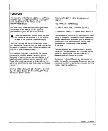 John Deere 70 Excavator Technical Manual (TM1376) - Repair, Operation, and Tests Preview image 2