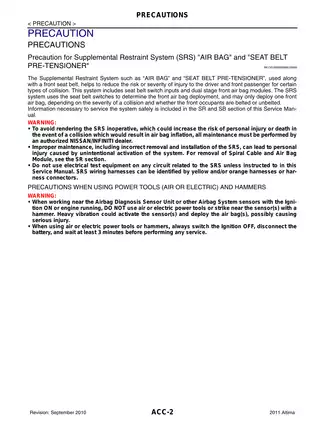 2011 Nissan Altima ACC Accelerator Control System manual Preview image 2