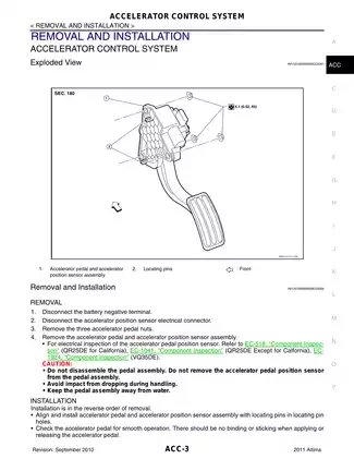 2011 Nissan Altima ACC Accelerator Control System manual Preview image 3