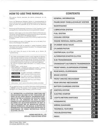 2001-2003 Honda Rubicon TRX500FA ATV service manual Preview image 3