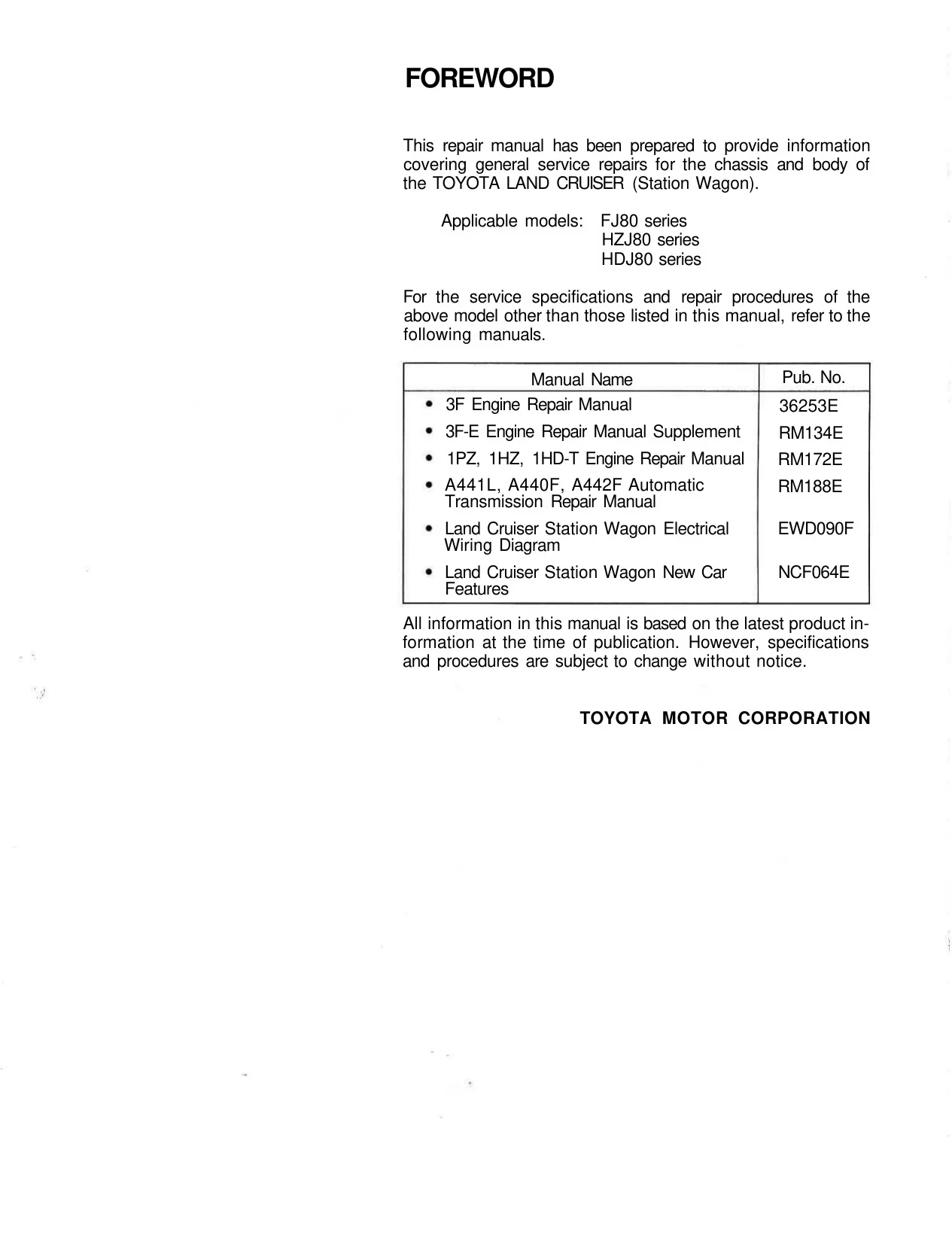 1993-1997 Toyota Land Cruiser FZJ80 repair manual Preview image 2