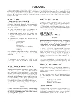 Harley-Davidson XL/XR 1000cc Service Manual (1979-1985) - Maintenance & Repair Guide Preview image 2
