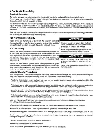 2004-2009 Honda TRX450R, TRX450ER, Sportrax service manual Preview image 2