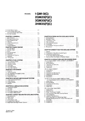 Comprehensive Yanmar Marine Diesel Engine Service Manual (1GM10, 2GM20, 3GM30, SHM35) Preview image 3
