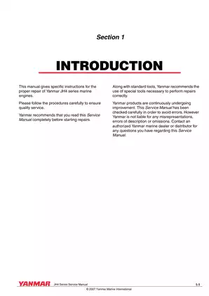 Yanmar JH4 Series Marine Engine Service Manual (3JH4E, 4JH4AE, 4JH4-TE, 4JH4-HTE) Preview image 5