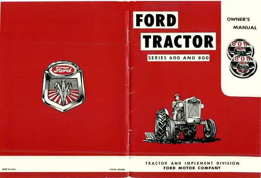 1957-1962 Ford 600, 800 tractor owners manual Preview image 1