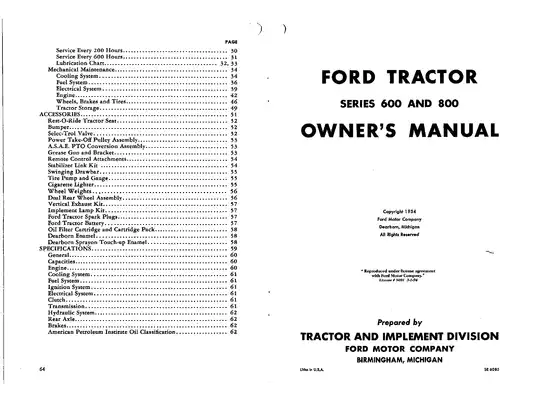 Ford Series 600 & 800 Tractor Owner's Manual - Comprehensive Guide Preview image 3