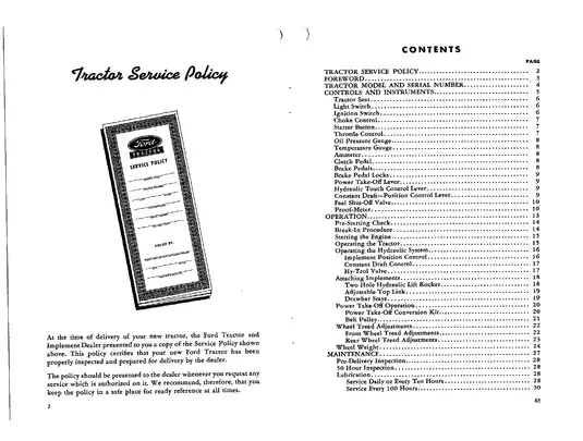 1957-1962 Ford 600, 800 tractor owners manual Preview image 4